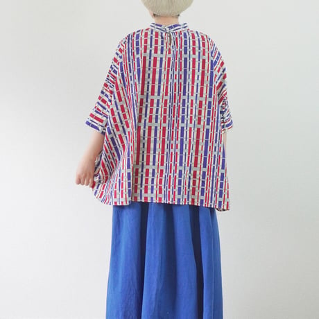 ＊レディース＊TIGRE BROCANTE-ティグルブロカンテ-バンブーチェックブロードマラケシュバックオープンシャツ