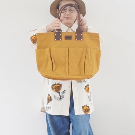 2色＊goods＊WE ARE ONE×Rabbit Hutch-パラフィン加工10号帆布 ショルダートート/マスタード、グリーン