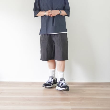 ＊ユニセックス＊LA MOND-ラモンド-Cotton/Nylon Poplin Shorts/ブラック/LM-P-129-TC