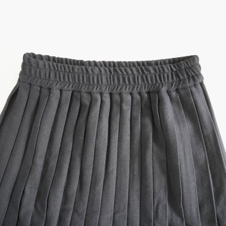 レディース＊Linen ya-リネンヤ-形状記憶プリーツ ウールスカート/ブラック