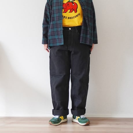 ＊ユニセックス＊YOUSED-ユーズド-DOUBLE BLACK PAINTER PANTS ブラック2度染めペインターパンツ