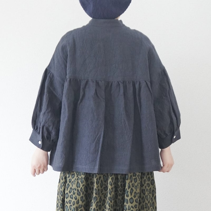 再入荷＊レディース＊Linen ya-リネンヤ-リネンスタンドカラー