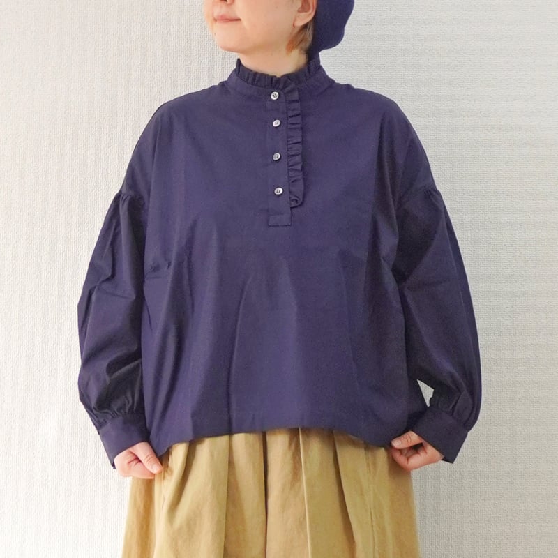 ブルネロクチネリ シャツ ブラウス スタンドカラー 長袖 ブローチ付き L 紫 BRUNELLO CUCINELLI(ブルネロクチネリ) ブラウス・シャツ(レディース