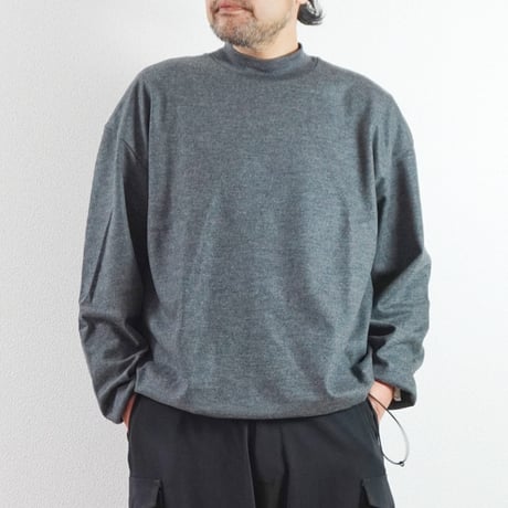 2色＊ユニセックス＊LA MOND-ラモンド-DRAWST MOCK NECK WOOL LONGTEE（LM-C207-WL）