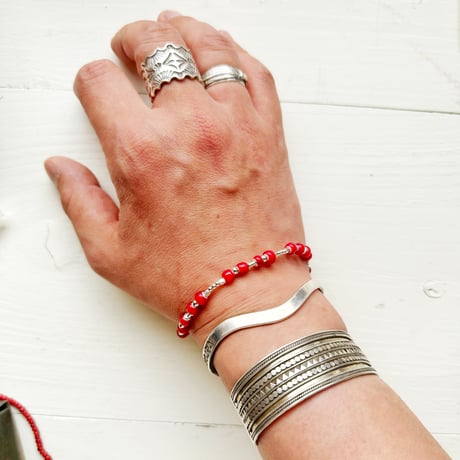 2色＊goods＊MANANAS JEWELRY-マナナス ジュエリー-Silver Mix Antique Beads Bracelet