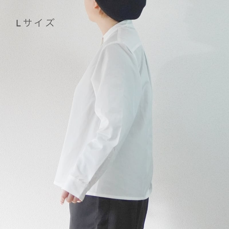 レディース＊Linen ya-リネンヤ-スタンドカラーブラウス/ホワイト