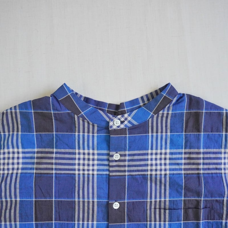 レディース＊LinenYa-リネンヤ-バンドカラー半袖シャツ / シャーリング