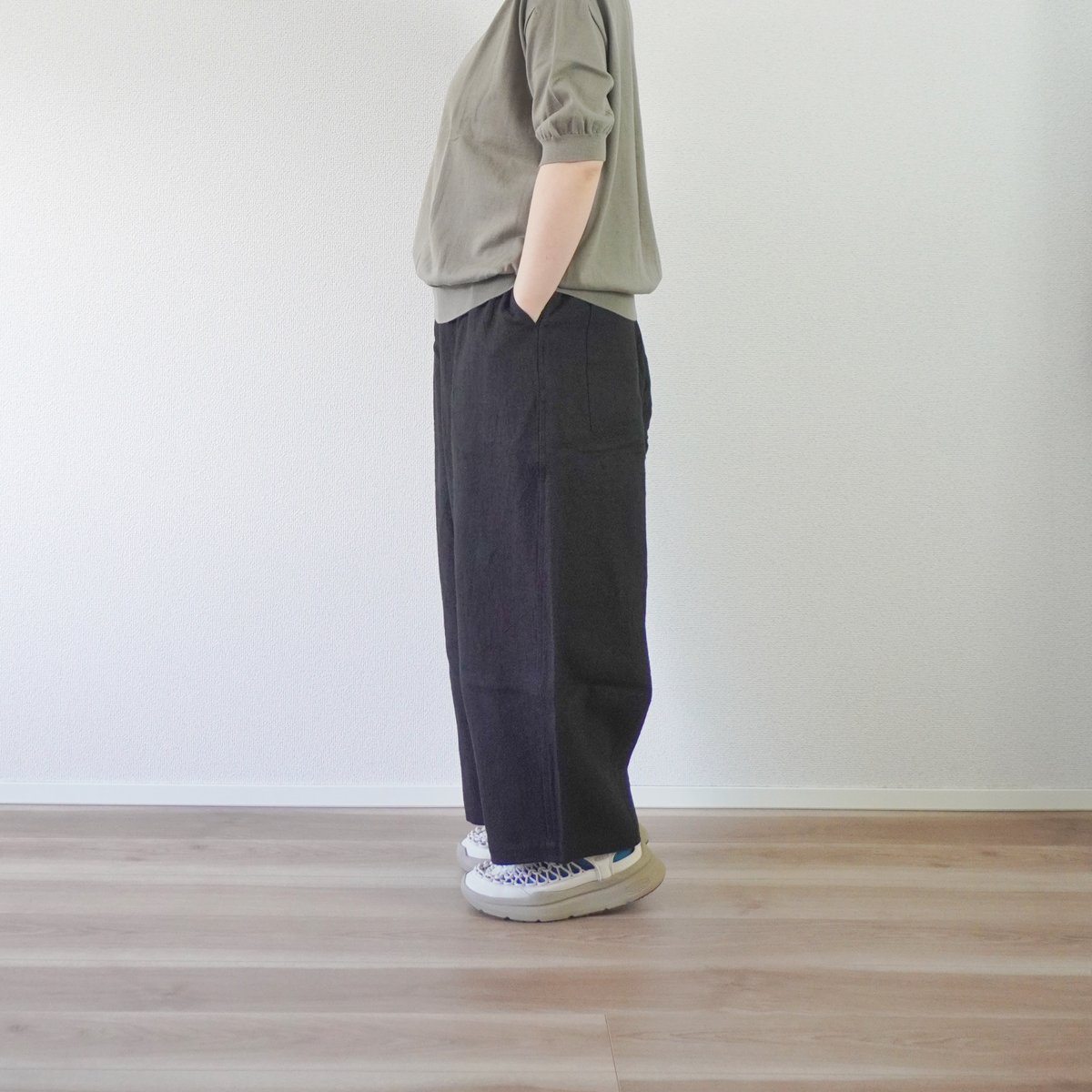 再々入荷2色＊レディース＊Linen ya-リネンヤ-リネン タックワイド