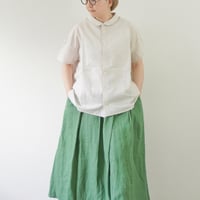 ＊レディース＊ LinenYa – リネンヤ – コットンリネン丸襟ブラウス/ストライプベージュ