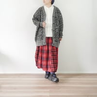 レディース＊ichi-イチ-ジャカードレオパードカーディガン　250464/チャコール
