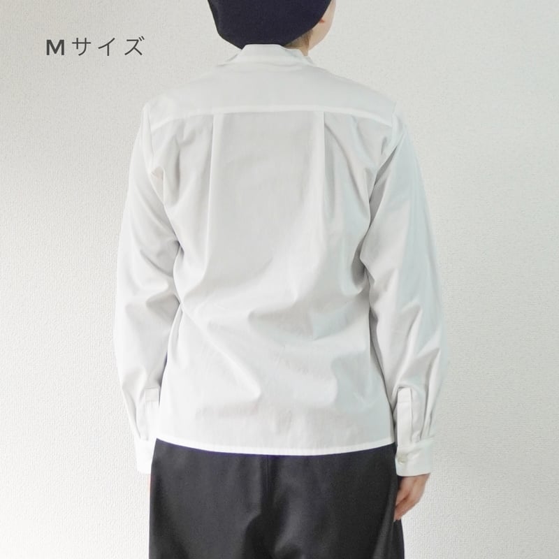 レディース＊Linen ya-リネンヤ-スタンドカラーブラウス/ホワイト