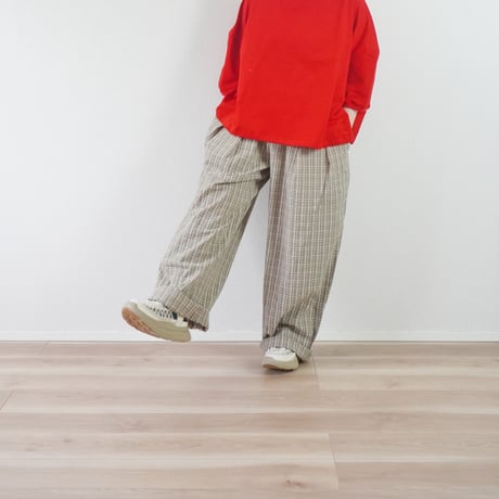 2色＊ユニセックス＊modem design-モデムデザイン-Checked Wide Pants / チェックワイドパンツ