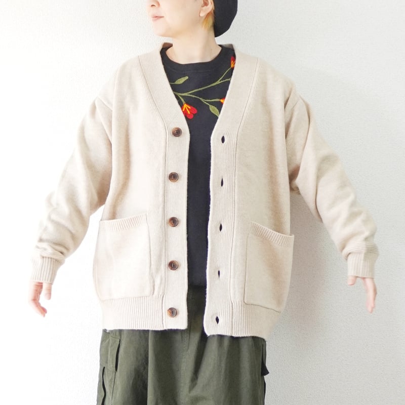 3色＊prit（プリット） 2/15ラムウール5G天竺編み Vネックワイド