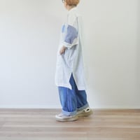 ＊レディース＊快晴堂 -風をはらむ、七分袖ロングシャツ 初夏の木漏れ日にゆれるシャツ62S-06/c/#1 白×ストライプ