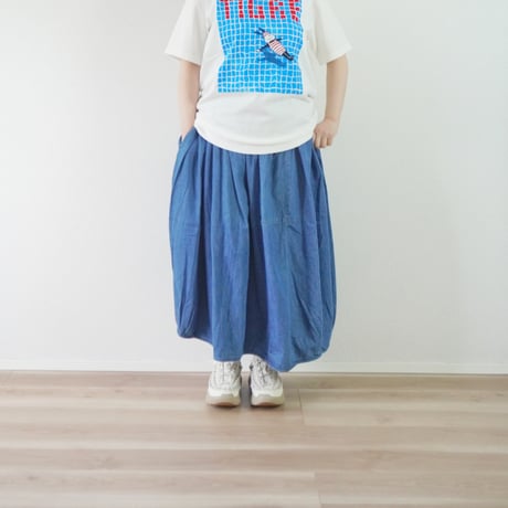 ＊レディース＊TIGRE BROCANTE-ティグルブロカンテ-6オンスデニムバレルロングスカート/フェード