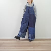 ＊ASCOT by yim-アスコット バイ イム-6ozデニムパッチワーク フレンチワークサロペット