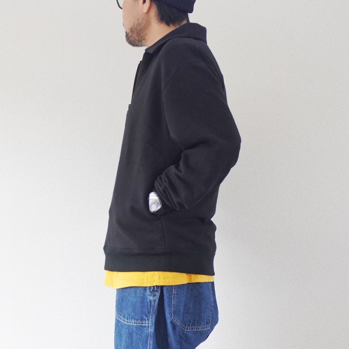 ユニセックス*LA MOND-ラモンド-HALF ZIP SWEAT LM-C-199/ブラ ユニセックス*LA MOND-ラモンド-HALF ZIP SWEAT LM-C-199/ブラ