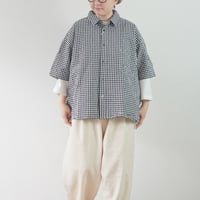 2色＊レディース＊prit -コットンリネンウェザー近江加工5分袖レギュラーカラービッグシャツP81606