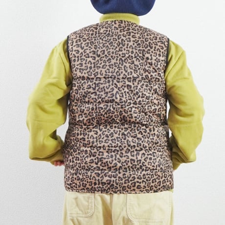 ＊レディース＊i c h i × TAION - Knit Cardigan + Leopard Inner Down Vest