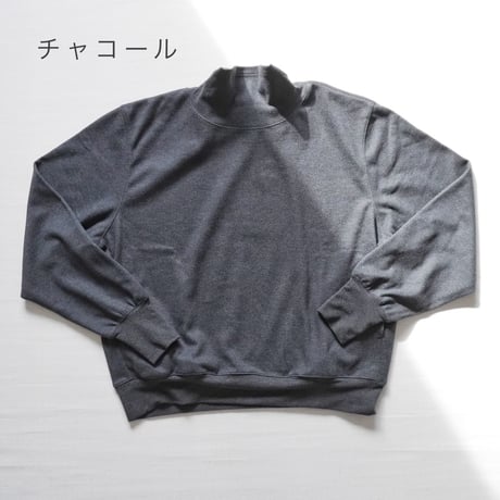 2色＊ユニセックス＊LA MOND-ラモンド-LOUNGE SUEDE HIGH NECK SWEAT LM-C-211