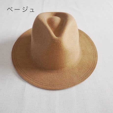 2色goods＊HIGHER-ハイヤー-POLAND FELT WIDE BRIM FEDORA ポーランドフェルトワイドブリムフェドーラハット/ブラック、ベージュ