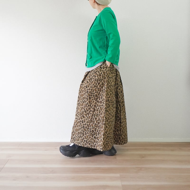 【美品】TIGREBROCANTE 久留米絣　レオパード　デニムスカート　日本製 レディース＊TIGRE BROCANTE-ティグルブロカンテ-C/N レオパード