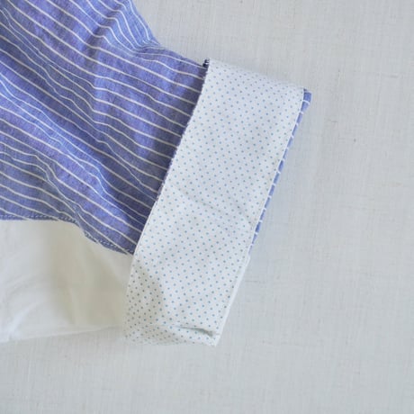 ＊レディース＊快晴堂 -風をはらむ、七分袖ロングシャツ 初夏の木漏れ日にゆれるシャツ62S-06/c/#1 白×ストライプ