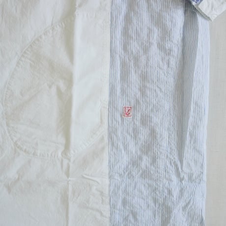 ＊レディース＊快晴堂 -風をはらむ、七分袖ロングシャツ 初夏の木漏れ日にゆれるシャツ62S-06/c/#1 白×ストライプ