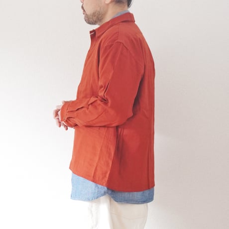ユニセックス＊H.UNIT-エイチユニット-C/L viyella pullover long sleeves shirt /テラコッタレッド