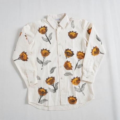＊ユニセックス＊Jawandi-ジャワンディー-Hand Stamp Flower L/S Basic Shirts/ハンドプリントシャツ