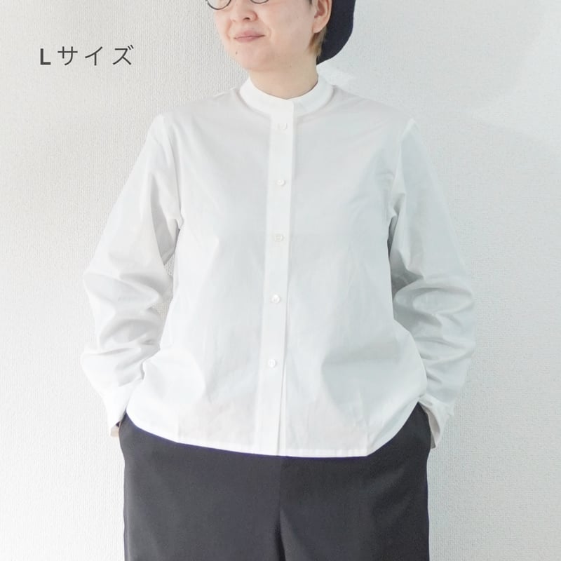 レディース＊Linen ya-リネンヤ-スタンドカラーブラウス/ホワイト