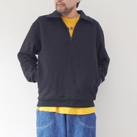 ＊ユニセックス＊LA MOND-ラモンド-HALF ZIP SWEAT LM-C-199/ブラック