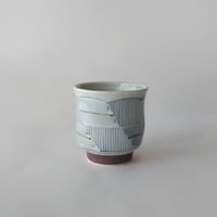 染付縞文面取湯呑