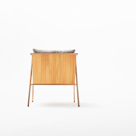 MASS Series Dining Chair -Natural Wood & Copper Frame-
