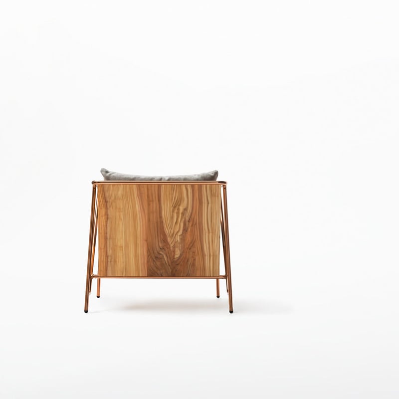 MASS Series Lounge Chair -Natural Wood & Copper
