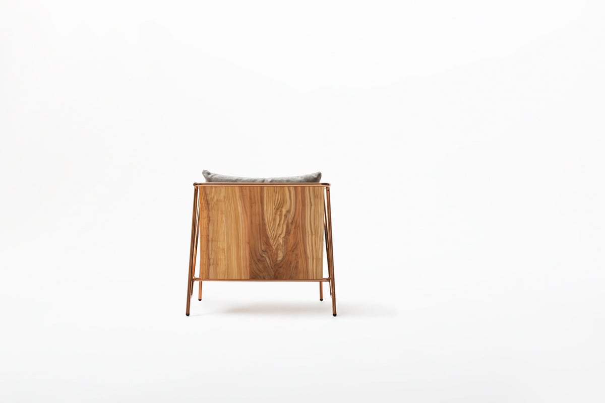 MASS Series Lounge Chair -Natural Wood & Copper