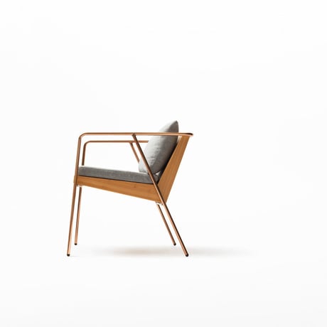 MASS Series Dining Chair -Natural Wood & Copper Frame-