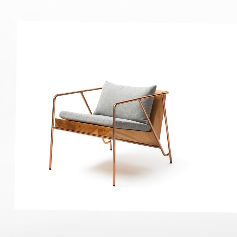 MASS Series Lounge Chair -Natural Wood & Copper