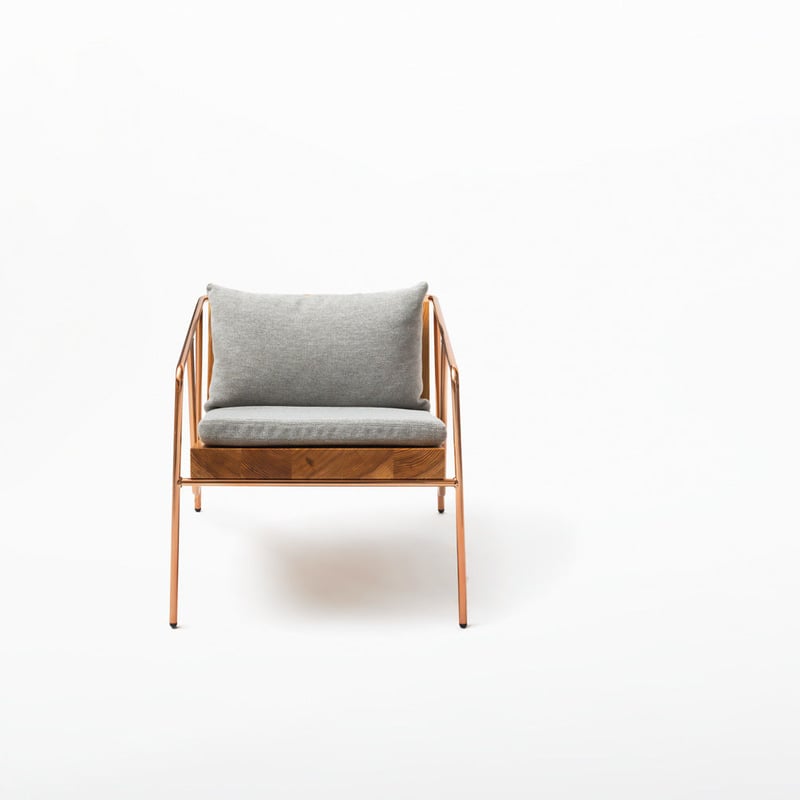 MASS Series Lounge Chair -Natural Wood & Copper