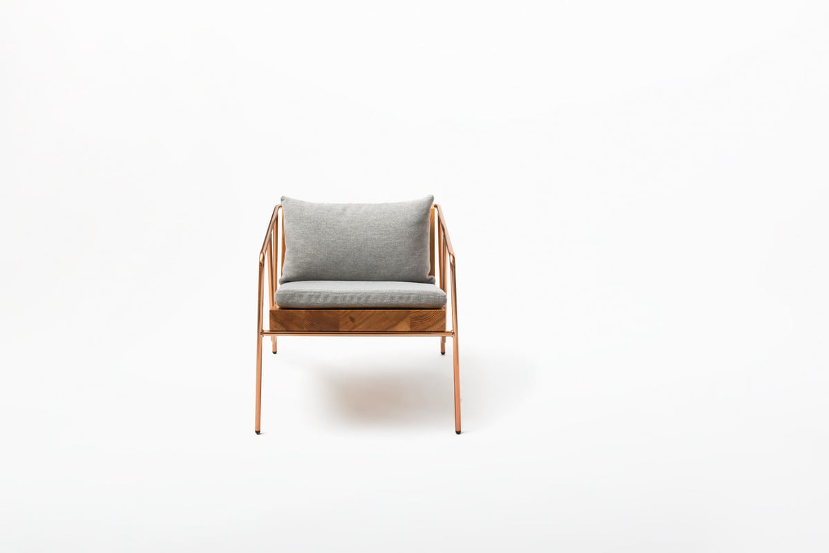 MASS Series Lounge Chair -Natural Wood & Copper