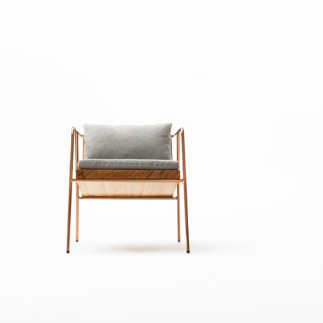 MASS Series Dining Chair -Natural Wood & Copper Frame-