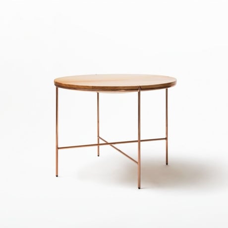 MASS Series 900 Round Table -Natural Wood & Copper Frame-