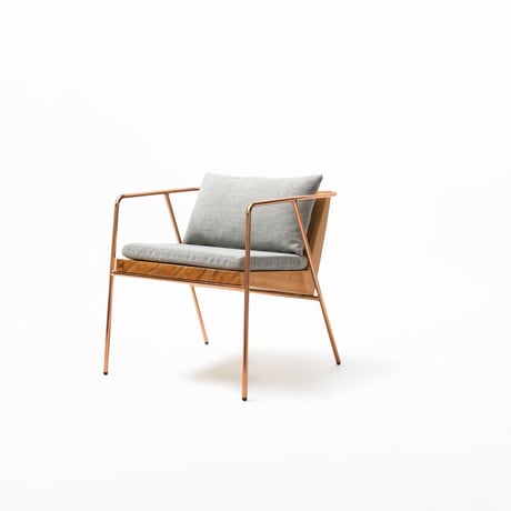 MASS Series Dining Chair -Natural Wood & Copper Frame-