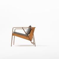 MASS Series Lounge Chair -Natural Wood & Copper Frame-