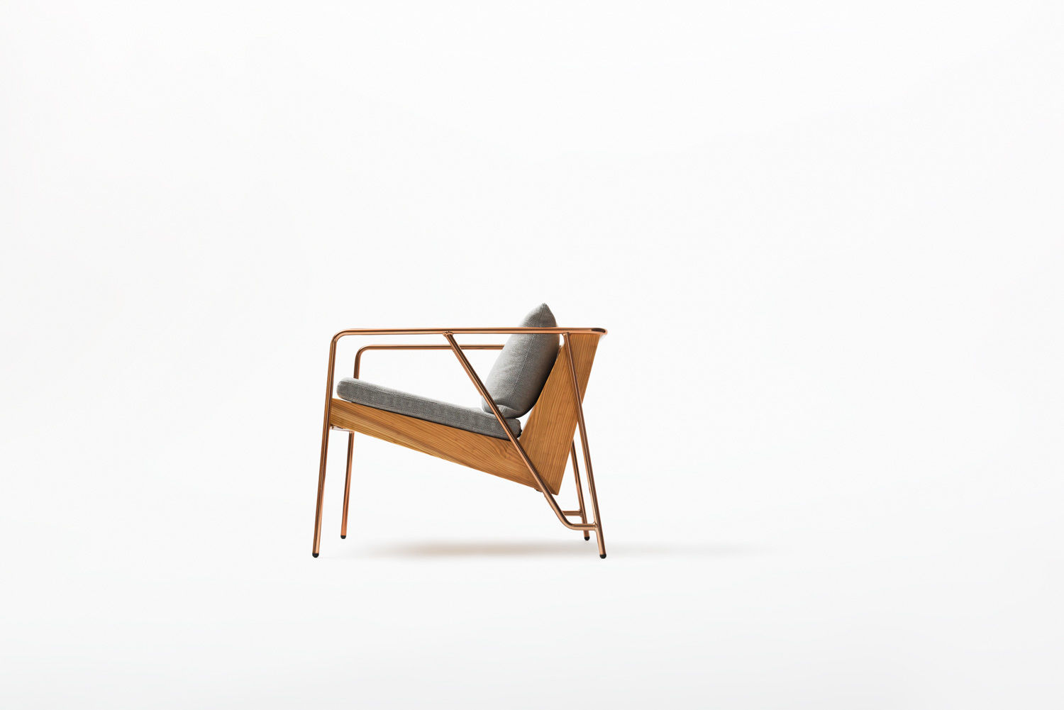 MASS Series Lounge Chair -Natural Wood & Copper