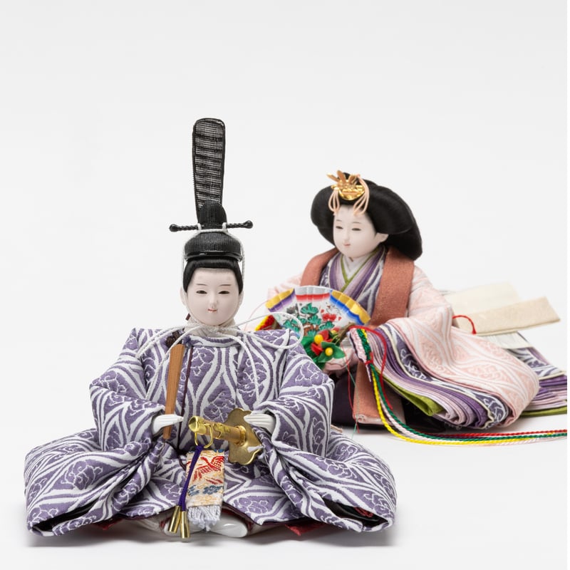 京十一番親王飾り「雲立涌文錦（紫色）」 | 桂雛／小佐畑人形店