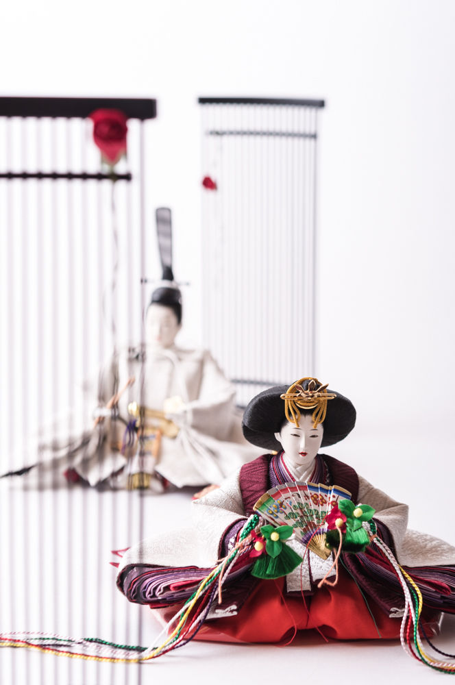 京十一番親王飾「龍村裂：菊もみ（銀）」 | 桂雛／小佐畑人形店