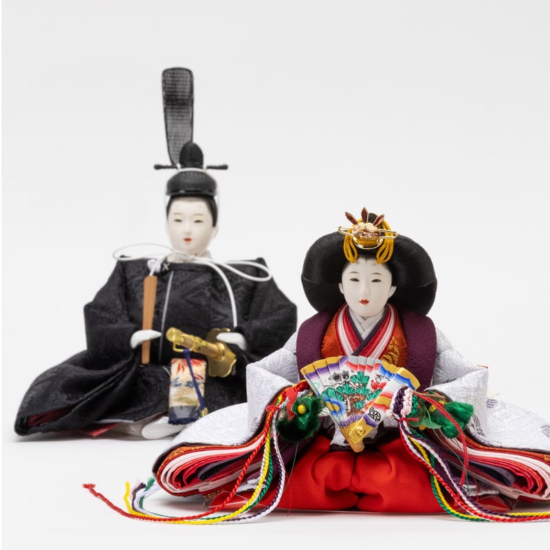 京十一番親王飾り「箔入：鶴菱文錦」 | 桂雛／小佐畑人形店