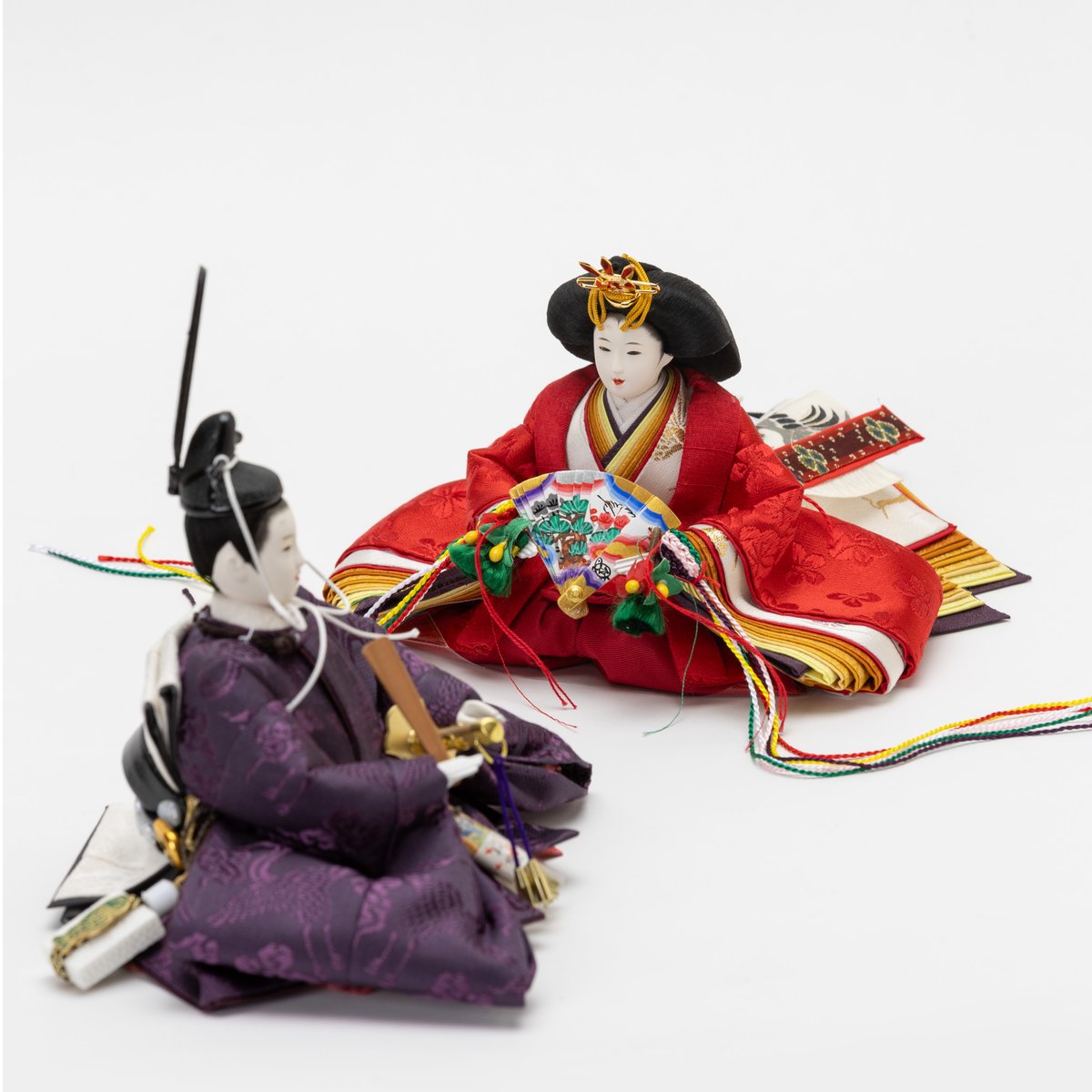 慶雲作 京雛 親王揃い 正絹本仕立十二単衣 台座・毛氈付 慶雲作 京雛