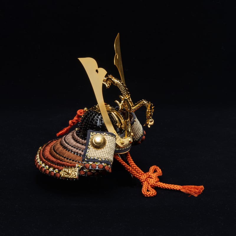 五月人形samurai helmet 別所実正作　4号　内記組模様　金龍頭立の兜 別所実正作内記組重ね鍬形金龍頭立兜セット五月人形兜平飾り|パーティ